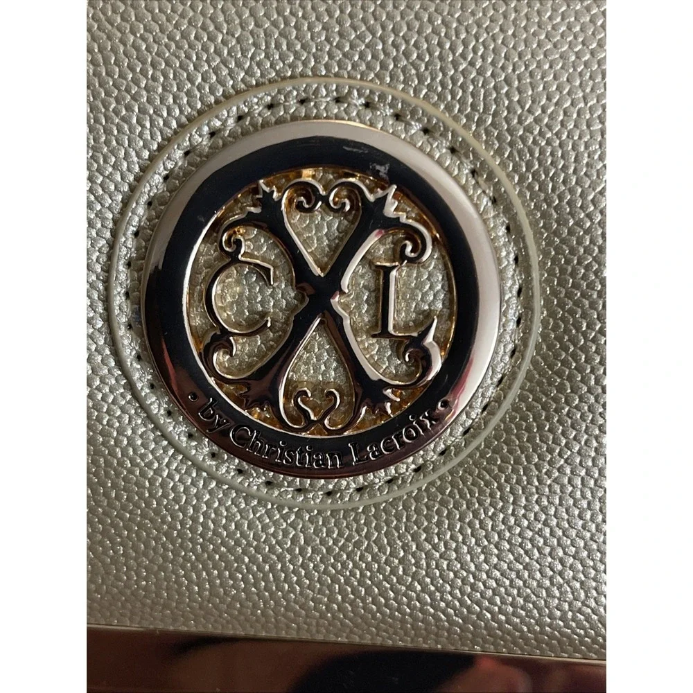 NWT CXL By‎ Christian Lacroix Glam Gold Caviar Clutch W/ Crossbody Chain  $78